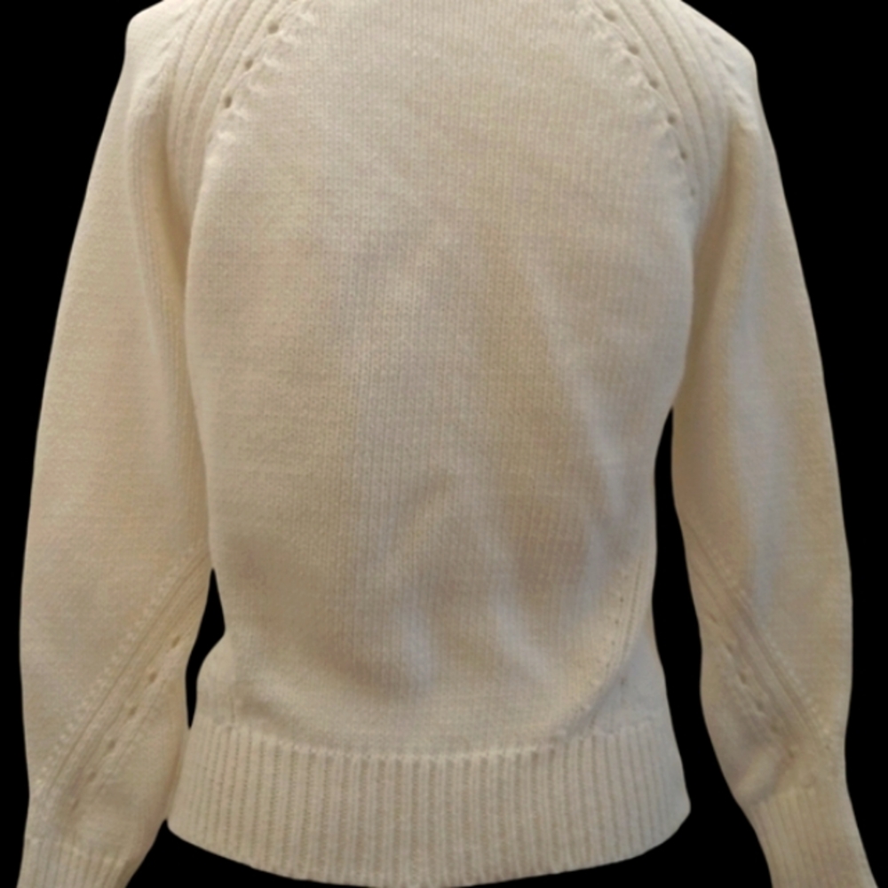 J CREW Pointelle light weight, cotton white pullover sweater XXS - Picture 2 of 5